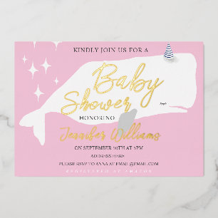 Süße weiße Wal-Girl-Baby-Party rosa Einladung