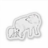 Süße weiße Wolfsmutter und Welpe Aufkleber (Vorderseite)