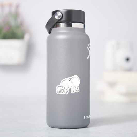 Süße weiße Wolfsmutter und Welpe Aufkleber (HydroFlask)