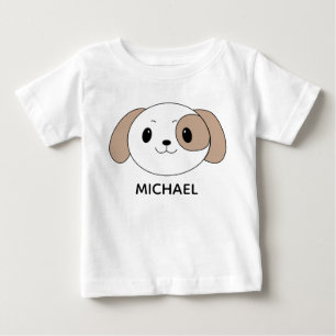 Süße Welpen-Cartoon-Gesicht Personalisiert Baby T-shirt