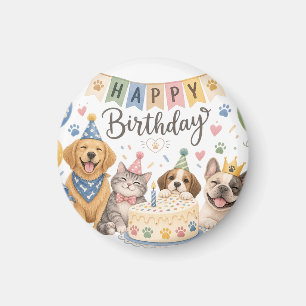Süße Welpen Frohe Geburtstag Feierliche Papier Tel Magnet