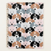 Süße Welpen-Hunde Rosa Schwarze Illustration Planer (Vorderseite)