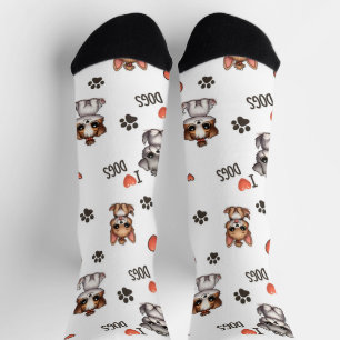 Süße Welpen Ich Liebe Hunde Muster Crew Socken