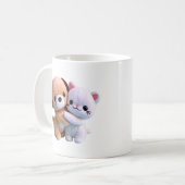Süße Welpen-Kätzchen-Umarmung Kaffeetasse (Vorderseite Links)