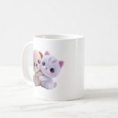 Süße Welpen-Kätzchen-Umarmung Kaffeetasse (Vorderseite Links)