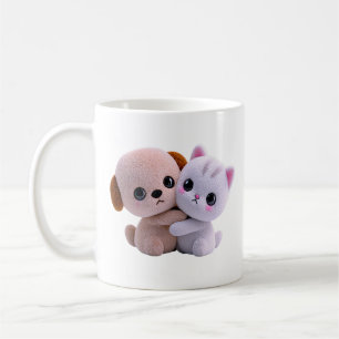 Süße Welpen-Kätzchen-Umarmung Kaffeetasse