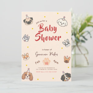 Süße Welpen-Party-Hunde-Baby-Shower Einladung