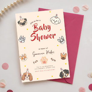 Süße Welpen-Party-Hunde-Baby-Shower Einladung