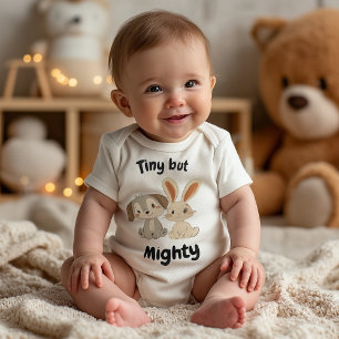 Süße Welpen- und Hasen-Wald-Baby-Illustration Baby Strampler