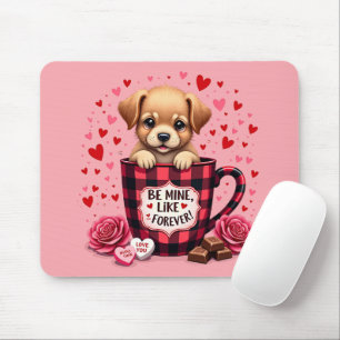 Süße Welpen Valentinstag Büffel Karo Ästhetik Tass Mousepad