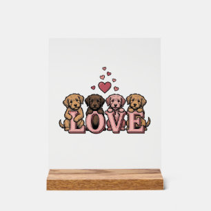 Süße Welpenliebe Valentinstag Vintage Gravur Desig Acrylschild