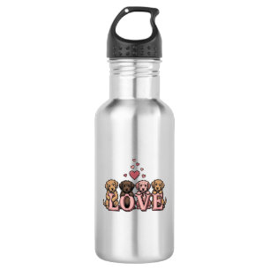Süße Welpenliebe Valentinstag Vintage Gravur Desig Edelstahlflasche