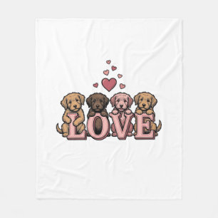 Süße Welpenliebe Valentinstag Vintage Gravur Desig Fleecedecke