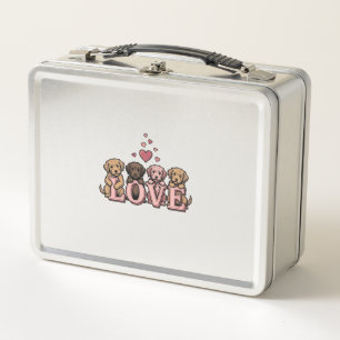Süße Welpenliebe Valentinstag Vintage Gravur Desig Metall Brotdose