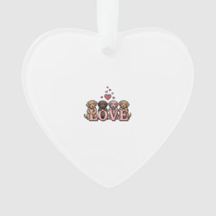 Süße Welpenliebe Valentinstag Vintage Gravur Desig Ornament