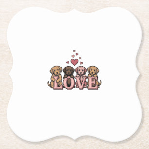 Süße Welpenliebe Valentinstag Vintage Gravur Desig Untersetzer