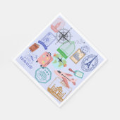 Süße Welt Reisender Collage Serviette (Ecke)