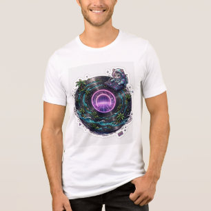 Süße Weltraum-DJ-Katze Vinyl-Schallplatte Tropenin Tri-Blend Shirt