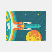 Süße Weltraum-Raketen-Comic Fleecedecke (Vorderseite (Horizontal))