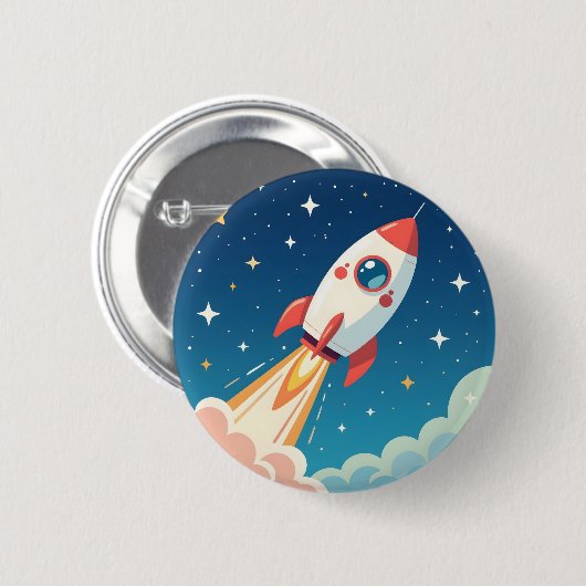 Süße Weltraumrakete beim Start Button (Vorne & Hinten)