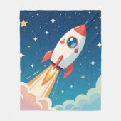 Süße Weltraumrakete beim Start Fleecedecke (Vorderseite)