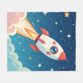 Süße Weltraumrakete beim Start Fleecedecke (Vorderseite (Horizontal))