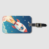 Süße Weltraumrakete beim Start Gepäckanhänger (Vorderseite (Horizontal))