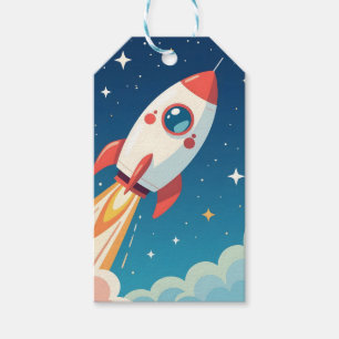 Süße Weltraumrakete beim Start Geschenkanhänger