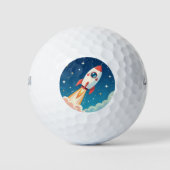 Süße Weltraumrakete beim Start Golfball (Vorderseite)