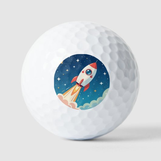 Süße Weltraumrakete beim Start Golfball (Vorderseite)