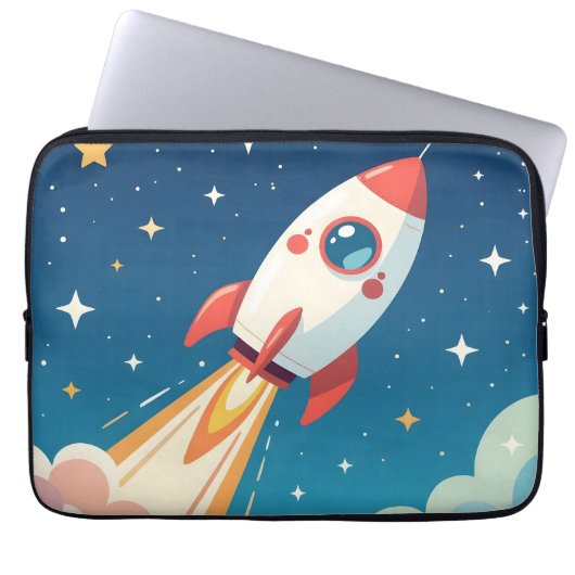 Süße Weltraumrakete beim Start Laptopschutzhülle (Vorderseite)