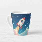 Süße Weltraumrakete beim Start Milchtasse (Linke Ecke)
