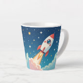 Süße Weltraumrakete beim Start Milchtasse (Rechte Ecke)