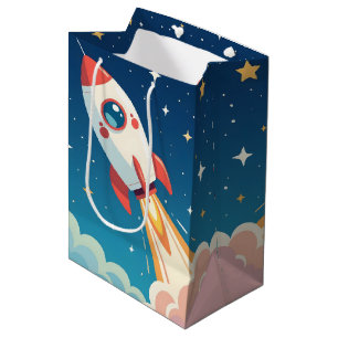 Süße Weltraumrakete beim Start Mittlere Geschenktüte