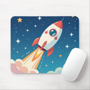 Süße Weltraumrakete beim Start Mousepad