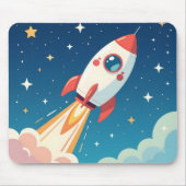 Süße Weltraumrakete beim Start Mousepad (Vorne)