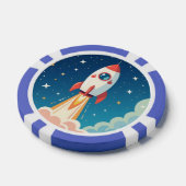 Süße Weltraumrakete beim Start Pokerchips (Einzeln)