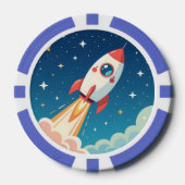 Süße Weltraumrakete beim Start Pokerchips (Vorderseite)