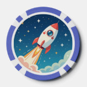 Süße Weltraumrakete beim Start Pokerchips (Rückseite)