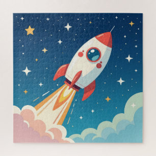 Süße Weltraumrakete beim Start Puzzle