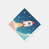 Süße Weltraumrakete beim Start Serviette (Ecke)