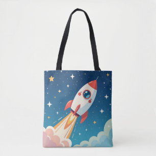 Süße Weltraumrakete beim Start Tasche