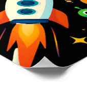 Süße Weltraumrakete und Außerirdische Kunst Poster (Ecke)
