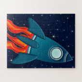 Süße Weltraumrakete und Weltraumdesign Puzzle (Horizontal)