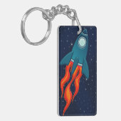 Süße Weltraumrakete und Weltraumdesign Schlüsselanhänger (Vorderseite links)