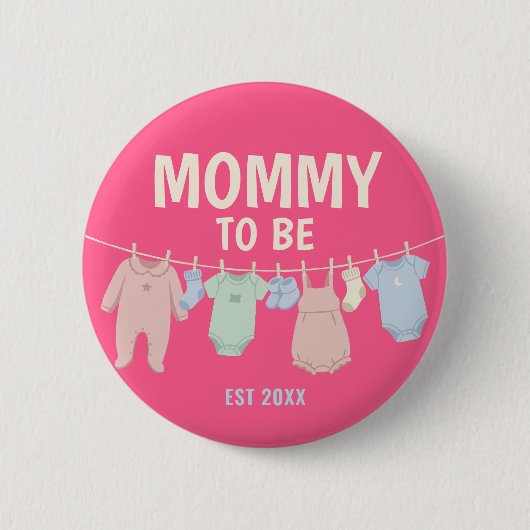 Süße werdende Mamma individuelles rosa Baby-Party Button (Vorderseite)