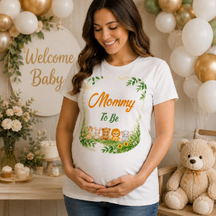 Süße werdende Mommy im Dschungel-Safari-Tier-Desig T-Shirt