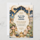 Süße Whimsical Eid Al Adha Chibi Mubarak Einladung (Vorderseite)