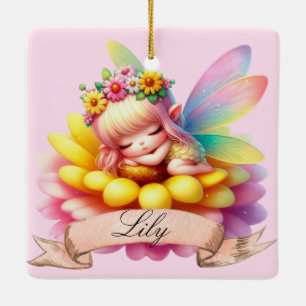 Süße whimsical florale süße Träume schlafende Fee Keramikornament