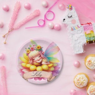 Süße whimsical florale süße Träume schlafende Fee Pappteller